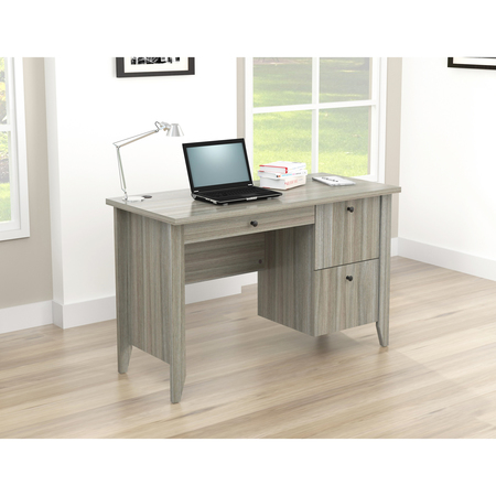 INVAL Writing Desk 47.2 in. W Smoke Oak Rectangular 2 -Drawer with File Storage ES-9703